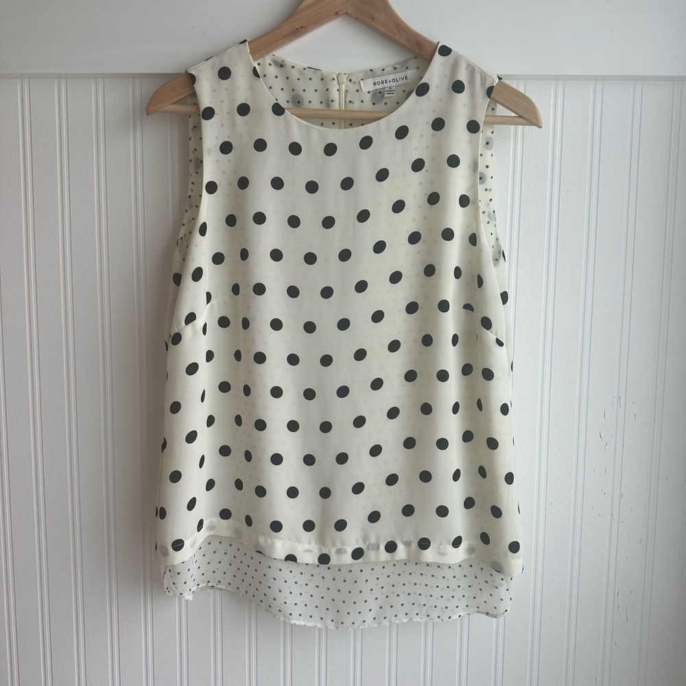 Rose & Olive Cream Sleeveless Boxy Blouse